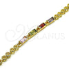 Oro Laminado Fancy Bracelet, Gold Filled Style Baguette Design, with Multicolor Cubic Zirconia, Polished, Golden Finish, 03.283.0127.07 (05 MM Thickness, 7 Inches Length)