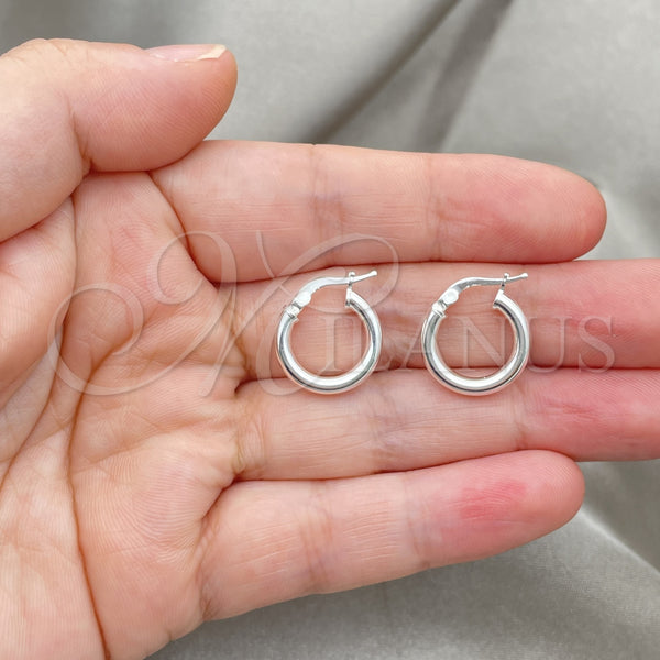Sterling Silver Hoop Earrings — Small Hoop Hollow Design Polished 02. — alternate product view — SKU 147838 | Plata 925 aretes de aro — Small Hoop Hollow diseño pulido 02. — SKU 147838