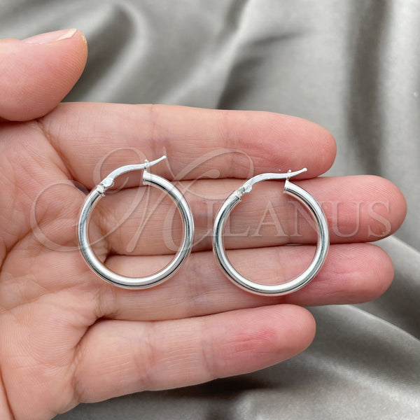 Sterling Silver Hoop Earrings — Small Hoop Hollow Design Polished 02. — alternate product view — SKU 147839 | Plata 925 aretes de aro — Small Hoop Hollow diseño pulido 02. — SKU 147839