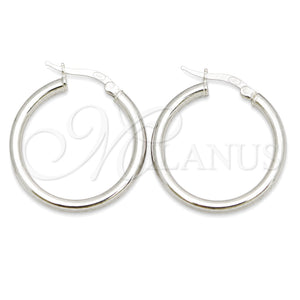 Sterling Silver Small Hoop, Hollow Design, Polished, Silver Finish, 02.389.0185.20
