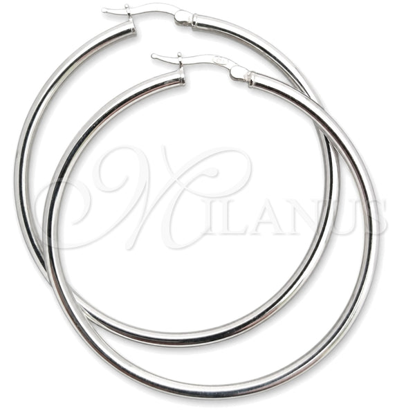 Sterling Silver Medium Hoop, Hollow Design, Polished, Silver Finish, 02.389.0185.50