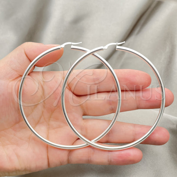 Sterling Silver Hoop Earrings — Large Hoop Hollow Design Polished 02. — alternate product view — SKU 147844 | Plata 925 aretes de aro — Large Hoop Hollow diseño pulido 02. — SKU 147844