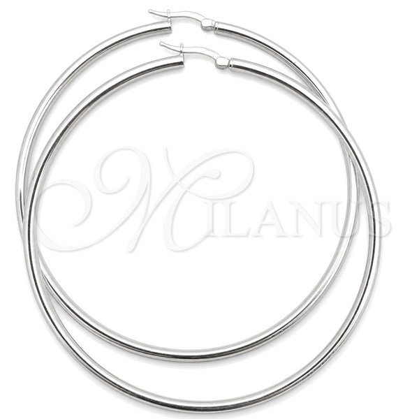 Sterling Silver Hoop Earrings — Large Hoop Hollow Design Polished 02. — main product view — SKU 147844 | Plata 925 aretes de aro — Large Hoop Hollow diseño pulido 02. — SKU 147844