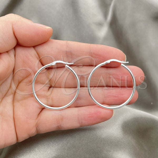 Sterling Silver Hoop Earrings — Small Hoop Hollow Design Polished 02. — alternate product view — SKU 147847 | Plata 925 aretes de aro — Small Hoop Hollow diseño pulido 02. — SKU 147847