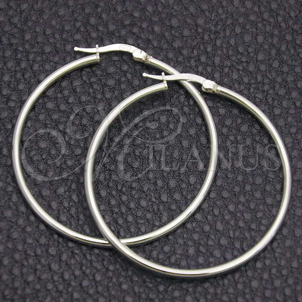Sterling Silver Hoop Earrings — Medium Hoop Hollow Design Polished 02. — main product view — SKU 147848 | Plata 925 aretes de aro — Medium Hoop Hollow diseño pulido 02. — SKU 147848