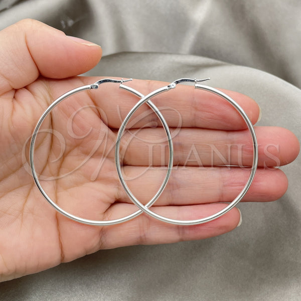 Sterling Silver Hoop Earrings — Medium Hoop Hollow Design Polished 02. — alternate product view — SKU 147849 | Plata 925 aretes de aro — Medium Hoop Hollow diseño pulido 02. — SKU 147849