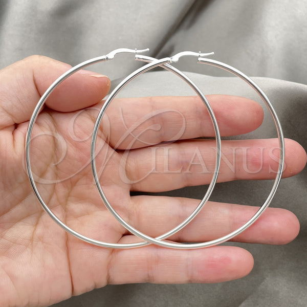 Sterling Silver Hoop Earrings — Large Hoop Hollow Design Polished 02. — alternate product view — SKU 147851 | Plata 925 aretes de aro — Large Hoop Hollow diseño pulido 02. — SKU 147851