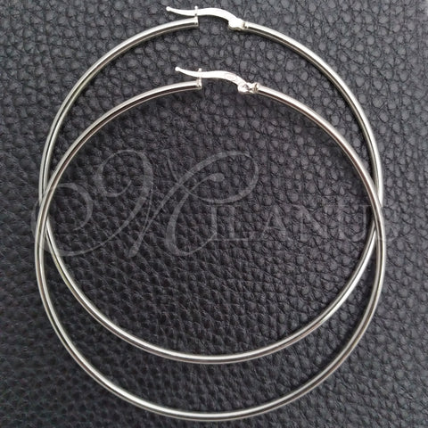 Sterling Silver Large Hoop, Hollow Design, Polished, Silver Finish, 02.389.0186.70