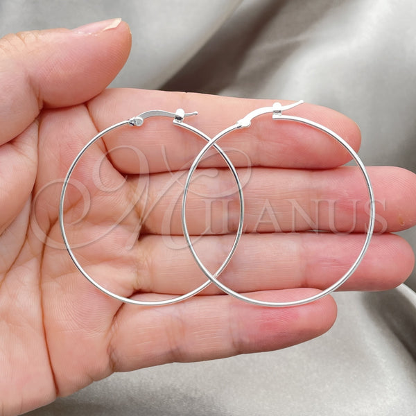 Sterling Silver Hoop Earrings — Medium Hoop Hollow Design Polished 02. — alternate product view — SKU 147855 | Plata 925 aretes de aro — Medium Hoop Hollow diseño pulido 02. — SKU 147855