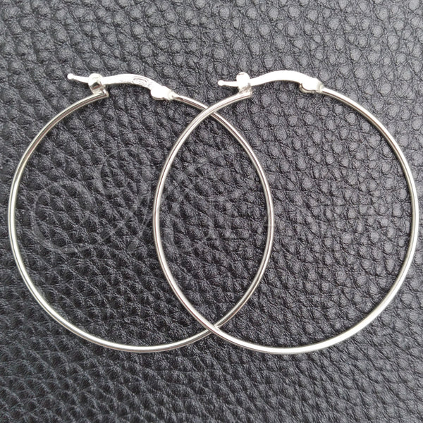 Sterling Silver Hoop Earrings — Medium Hoop Hollow Design Polished 02. — main product view — SKU 147855 | Plata 925 aretes de aro — Medium Hoop Hollow diseño pulido 02. — SKU 147855