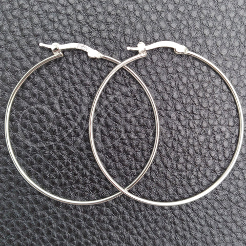 Sterling Silver Medium Hoop, Hollow Design, Polished, Silver Finish, 02.389.0187.40