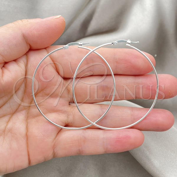 Sterling Silver Hoop Earrings — Medium Hoop Hollow Design Polished 02. — alternate product view — SKU 147856 | Plata 925 aretes de aro — Medium Hoop Hollow diseño pulido 02. — SKU 147856