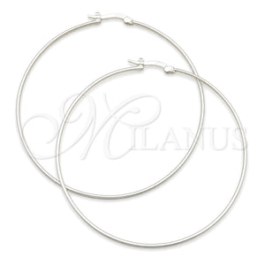 Sterling Silver Large Hoop, Hollow Design, Polished, Silver Finish, 02.389.0187.60