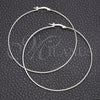Sterling Silver Large Hoop, Hollow Design, Polished, Silver Finish, 02.389.0187.60