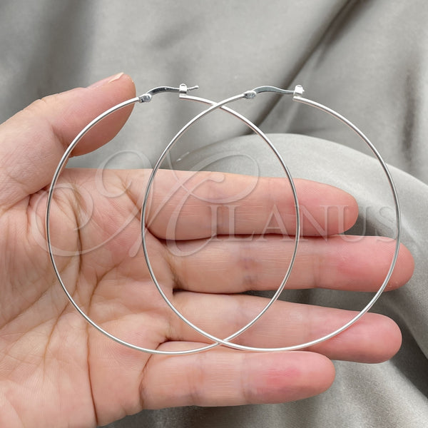 Sterling Silver Hoop Earrings — Large Hoop Hollow Design Polished 02. — alternate product view — SKU 147858 | Plata 925 aretes de aro — Large Hoop Hollow diseño pulido 02. — SKU 147858