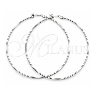 Sterling Silver Large Hoop, Hollow Design, Polished, Silver Finish, 02.389.0187.70