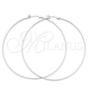 Sterling Silver Large Hoop, Hollow Design, Polished, Silver Finish, 02.389.0187.70