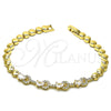 Oro Laminado Fancy Bracelet, Gold Filled Style Teardrop Design, with White Cubic Zirconia, Polished, Golden Finish, 03.283.0131.08 (05 MM Thickness, 8 Inches Length)