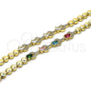 Oro Laminado Fancy Bracelet, Gold Filled Style Teardrop Design, with White Cubic Zirconia, Polished, Golden Finish, 03.283.0131.08 (05 MM Thickness, 8 Inches Length)