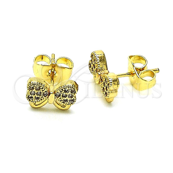 Gold Filled Ring — Stud Earring Bow Design with White Micro Pave — main product view — SKU 147872 | Oro Laminado anillo — Stud Earring Bow diseño with blanco Micro Pave — SKU 147872