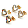 Gold Filled Ring — Stud Earring Heart Design with Multicolor Cubic Zirconia — alternate product view — SKU 147875 | Oro Laminado anillo — Stud Earring corazón diseño with Multicolor Cubic Zirconia — SKU 147875