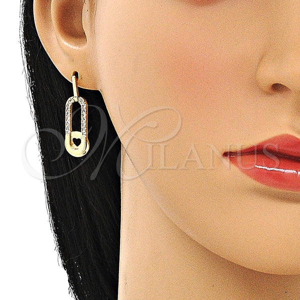 Gold Filled Ring — Dangle Earring Paperclip and Heart Design with White — alternate product view — SKU 147881 | Oro Laminado anillo — Dangle Earring Paperclip and corazón diseño with blanco — SKU 147881