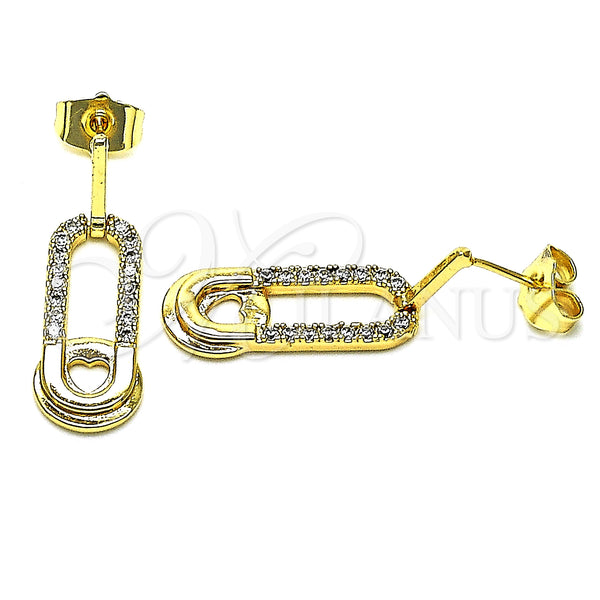 Gold Filled Ring — Dangle Earring Paperclip and Heart Design with White — main product view — SKU 147881 | Oro Laminado anillo — Dangle Earring Paperclip and corazón diseño with blanco — SKU 147881