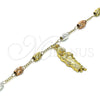 Oro Laminado Charm Bracelet, Gold Filled Style San Judas Design, Diamond Cutting Finish, Tricolor, 03.351.0156.08 (04 MM Thickness, 8 Inches Length)