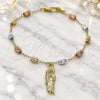 Oro Laminado Charm Bracelet, Gold Filled Style San Judas Design, Diamond Cutting Finish, Tricolor, 03.351.0156.08 (04 MM Thickness, 8 Inches Length)
