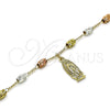 Oro Laminado Charm Bracelet, Gold Filled Style Guadalupe Design, Diamond Cutting Finish, Tricolor, 03.351.0157.08 (04 MM Thickness, 8 Inches Length)