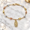 Oro Laminado Charm Bracelet, Gold Filled Style Guadalupe Design, Diamond Cutting Finish, Tricolor, 03.351.0157.08 (04 MM Thickness, 8 Inches Length)