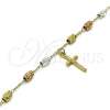 Oro Laminado Charm Bracelet, Gold Filled Style Crucifix Design, Diamond Cutting Finish, Tricolor, 03.351.0159.08 (04 MM Thickness, 8 Inches Length)