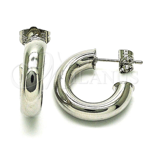 Oro Laminado Stud Earring, Gold Filled Style Polished, Rhodium Finish, 02.163.0155.1.20