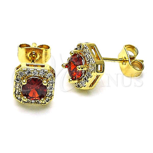 Gold Filled Ring — Stud Earring with Garnet Cubic Zirconia and White — main product view — SKU 147912 | Oro Laminado anillo — Stud Earring with Garnet Cubic Zirconia and blanco — SKU 147912
