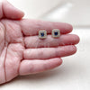 Oro Laminado Stud Earring, Gold Filled Style with Sapphire Blue Cubic Zirconia and White Micro Pave, Polished, Golden Finish, 02.344.0082.2