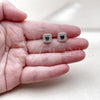 Oro Laminado Stud Earring, Gold Filled Style Cluster Design, with Sapphire Blue and White Cubic Zirconia, Polished, Golden Finish, 02.344.0082.2
