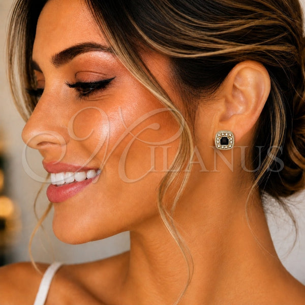 Gold Filled Ring — Stud Earring with Black Cubic Zirconia and White — alternate product view — SKU 147919 | Oro Laminado anillo — Stud Earring with negro Cubic Zirconia and blanco — SKU 147919