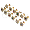 Oro Laminado Stud Earring, Gold Filled Style with Black Cubic Zirconia and White Micro Pave, Polished, Golden Finish, 02.344.0082.5