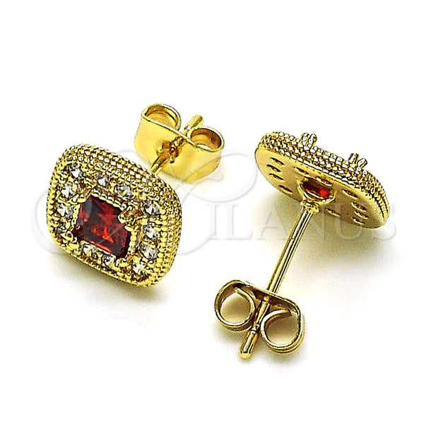 Gold Filled Ring — Stud Earring with Garnet Cubic Zirconia and White — alternate product view — SKU 147920 | Oro Laminado anillo — Stud Earring with Garnet Cubic Zirconia and blanco — SKU 147920