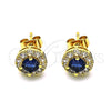Oro Laminado Stud Earring, Gold Filled Style with Sapphire Blue and White Cubic Zirconia, Polished, Golden Finish, 02.344.0081.2