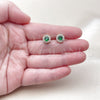 Oro Laminado Stud Earring, Gold Filled Style with Green and White Cubic Zirconia, Polished, Golden Finish, 02.344.0081.4
