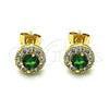 Oro Laminado Stud Earring, Gold Filled Style with Green and White Cubic Zirconia, Polished, Golden Finish, 02.344.0081.4