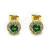 Oro Laminado Stud Earring, Gold Filled Style Cluster Design, with Green and White Cubic Zirconia, Polished, Golden Finish, 02.344.0081.4
