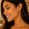 Oro Laminado Stud Earring, Gold Filled Style Flower Design, with Garnet and White Cubic Zirconia, Polished, Golden Finish, 02.344.0076.6