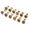 Oro Laminado Stud Earring, Gold Filled Style Flower Design, with Garnet and White Cubic Zirconia, Polished, Golden Finish, 02.344.0076.6