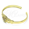 Oro Laminado Individual Bangle, Gold Filled Style Butterfly and Heart Design, with White Cubic Zirconia, Polished, Golden Finish, 07.253.0029 (05 MM Thickness, One size fits all)