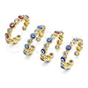 Oro Laminado Multi Stone Ring, Gold Filled Style Evil Eye Design, with White Cubic Zirconia, Blue Enamel Finish, Golden Finish, 01.253.0041 (One size fits all)