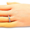 Oro Laminado Multi Stone Ring, Gold Filled Style Evil Eye Design, with White Cubic Zirconia, Multicolor Enamel Finish, Golden Finish, 01.253.0041.3 (One size fits all)