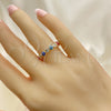 Oro Laminado Multi Stone Ring, Gold Filled Style Evil Eye Design, with White Cubic Zirconia, Multicolor Enamel Finish, Golden Finish, 01.253.0041.3 (One size fits all)