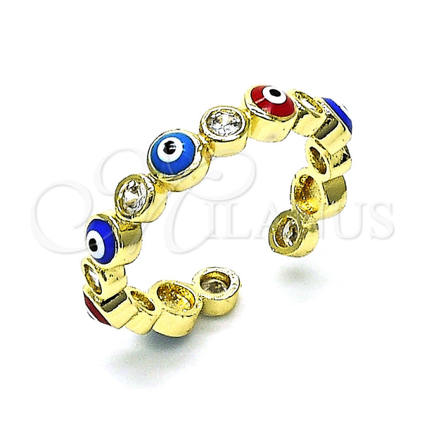 Gold Filled Ring — Multi Stone Ring Evil Eye Design with White — main product view — SKU 147935 | Oro Laminado anillo — Multi Stone Ring Evil Eye diseño with blanco — SKU 147935